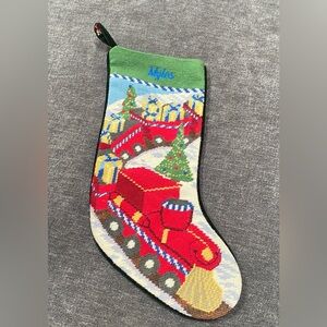 Festive Christmas Stocking Toy Train Needlepoint Monogrammed Myles
